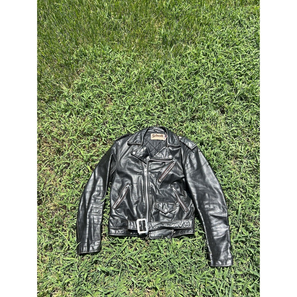 Schott Bros Perfecto Vintage VTG Black Leather Bomber Motorcycle Jacket Coat 38